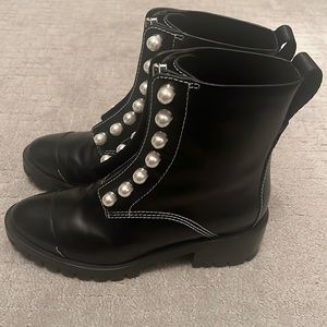 3.1Phillip Lim Hyaett Black Boots with Pearl detail